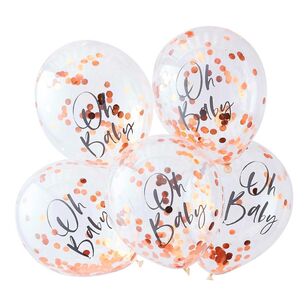 Ginger Ray Twinkle Oh Baby Confetti Balloons 5 Pack Rose Gold & Clear