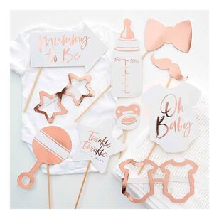 Ginger Ray Twinkle Photo Booth Props 10 Pack Rose Gold & White