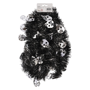 Spooky Hollow Tinsel Skull Decoration Multicoloured 4 m