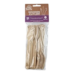 Back to Nature Wooden Cutlery Forks 20-Pack Natural