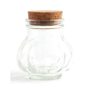 Mini Glass Ellipse Bottle with Cork Lid Clear 9 cm