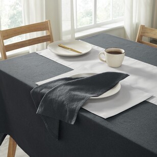 KOO Dahlia Cotton Linen Tablecloth Charcoal