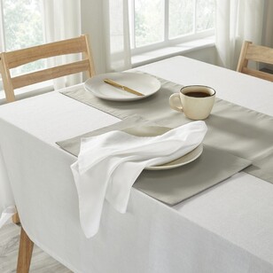 KOO Dahlia Cotton Linen Tablecloth White