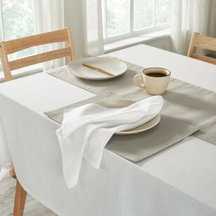 KOO Dahlia Cotton Linen Tablecloth White