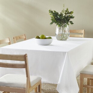 KOO Dahlia Cotton Linen Tablecloth White