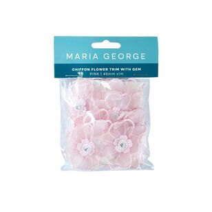 Maria George Chiffon Flower with Gem 30 mm Trim Pink 30 mm x 1 m