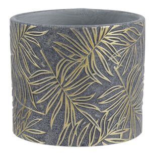 Gold Fern Planter Pot Grey 14 x 12 cm