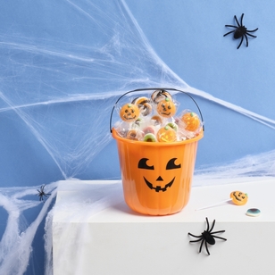 Spooky Hollow Pumpkin Plastic Treat Bucket Orange