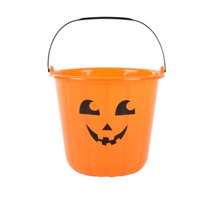 Spooky Hollow Pumpkin Plastic Treat Bucket Orange