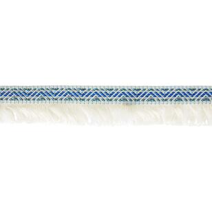 Simplicity Jacquard Fringe Blue & Grey 3.8 cm x 91 cm