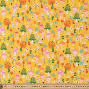 Susie Sunshine Mushrooms 112 cm Cotton Fabric Yellow 112 cm