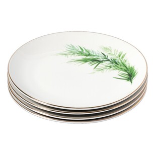 Jolly & Joy Christmas Holly Dinner Plates 4 Piece Set White