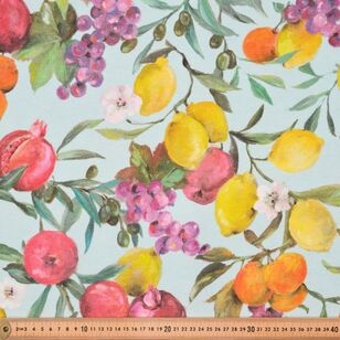 CIDRO Fruit Printed 140 cm Canvas Fabric Aqua & Multicoloured 140 cm