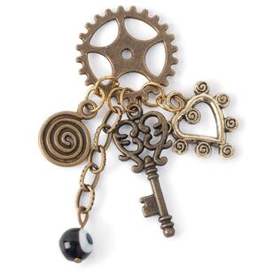 Steampunk Gear Keys Dangling Charms Multicoloured