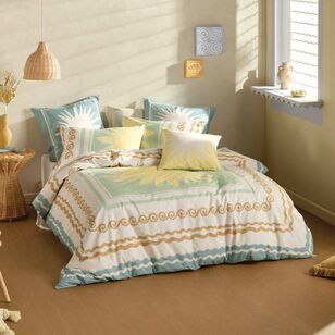 Linen House Visage Quilt Cover Set Seafoam