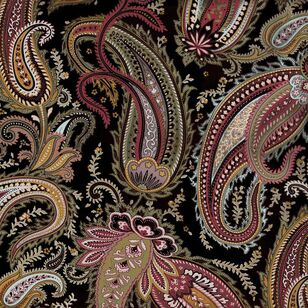 Vintage Aubusson Paisley 112 cm Cotton Fabric Black 112 cm