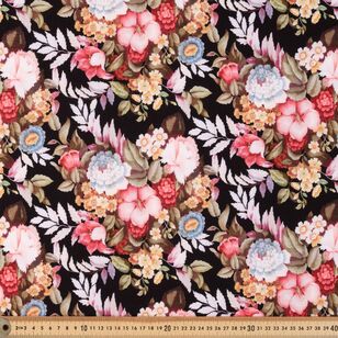 Vintage Aubusson Floral 112 cm Cotton Fabric Black 112 cm