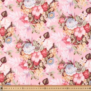 Vintage Aubusson Floral 112 cm Cotton Fabric Pink 112 cm