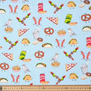 Funny Foods 112 cm Cotton Fabric Blue 112 cm