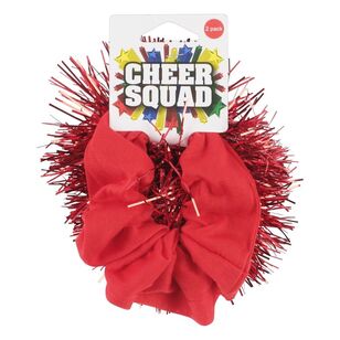Cheer Squad Tinsel Scrunchie 2 Pack Red