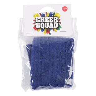 Cheer Squad Sweat Wrist Bands 2 Pack Blue