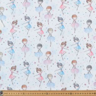 Plie, Pirouette, Jete Ballerinas 112 cm Cotton Fabric White 112 cm