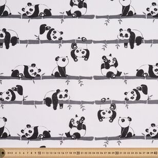 Pandas 112 cm Cotton Drill Fabric  White 112 cm