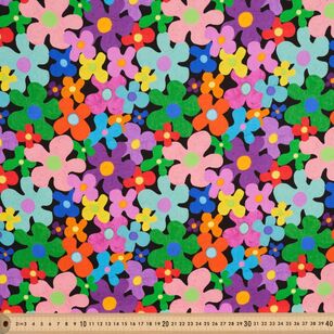 Naive Flowers 112 cm Cotton Drill Fabric  Multicoloured 112 cm