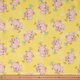 50's Vintage Dame Elephants 127 cm Cotton Sateen Fabric Lemon 127 cm