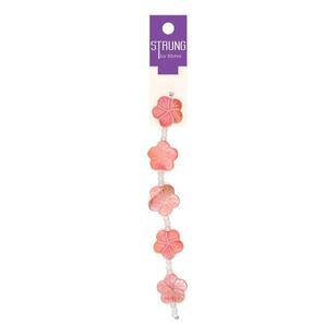 Ribtex Strung Pink Flowers 5 Piece Bead Strand Multicoloured