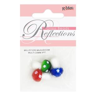 Ribtex Glass Multicolured Millefiori Mushroom Bead 3 Pack Multicoloured