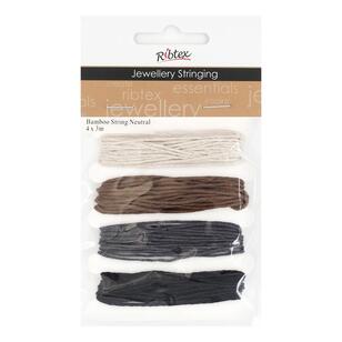 Ribtex Jewellery Stringing Bamboo Cord String Neutrals 4 Pack Multicoloured