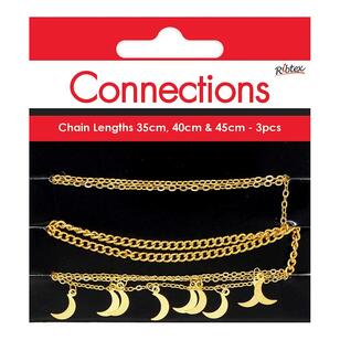 Ribtex Connections Plain Gold Curved Moon Chain 3 Piece Multicoloured