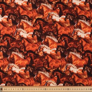 Herd Of Running Horses 112 cm Cotton Fabric Multicoloured 112 cm