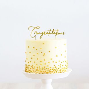 Cake & Candle Metal Congrats Cake Topper Gold