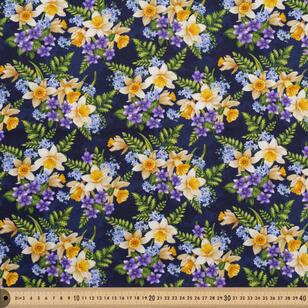 Natures Affair Tossed Bouquets 112 cm Cotton Fabric Purple 112 cm