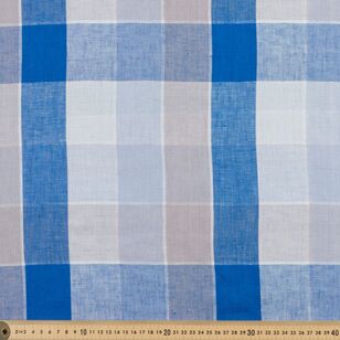 Yarn Dyed Multicoloured Check 135 cm Linen Fabric Snorkle Blue 135 cm
