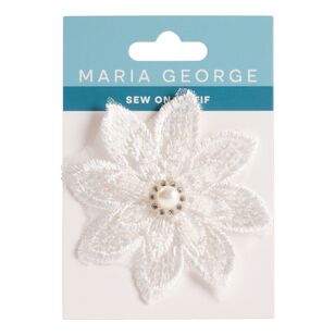 Maria George Embroided Flower with pearl Sew On Motif White