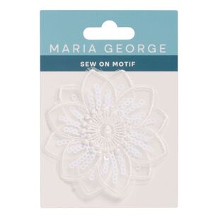 Maria George Embroided Flower Sew On Motif White