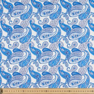 Paisley Printed 148 cm EcoVero Fabric Blue 148 cm