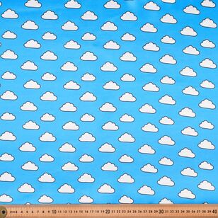 Cloud Printed 148 cm So Satin Fabric Blue 148 cm