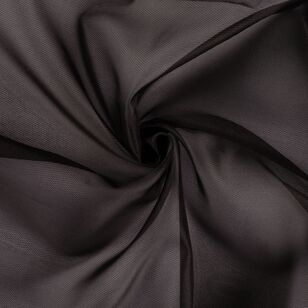 Plain 150 cm Sheer Organza Fabric Black 112 cm