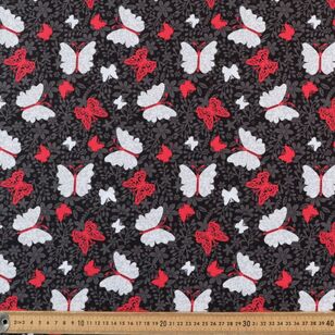 Butterfly Layers 112 cm Cotton Fabric Black 112 cm