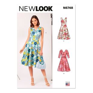 New Look N6748 Misses' Dress With Sleeve Variations Pattern White 8 - 18