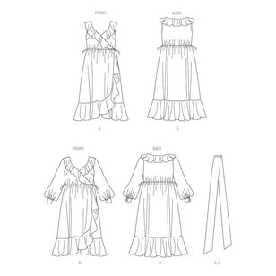 Butterick B6927 Women's Dress and Sash Pattern White 30W - 38W