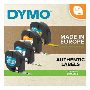 Dymo LetraTag Plastic Label Refill 12mm x 4M Black On White