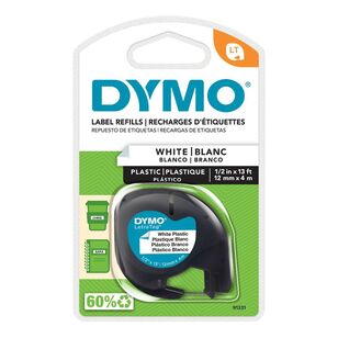 Dymo LetraTag Plastic Label Refill 12mm x 4M Black On White