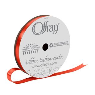 Offray Single Face 9.5 mm Satin Ribbon Poppy 9.5 mm x 6.4 m