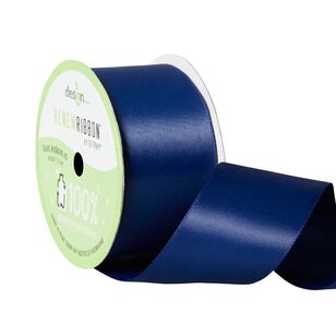 Offray Renew Wired 38 mm Grosgrain Ribbon Navy 38 mm x 2.74 m