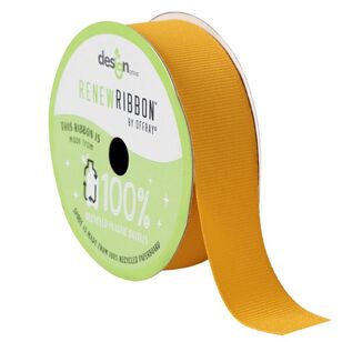 Offray Renew Wired 22 mm Grosgrain Ribbon Yellow/Gold 22 mm x 2.74 m